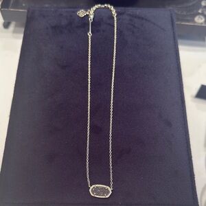 Kendra Scott Silver Necklace with Black Pendant